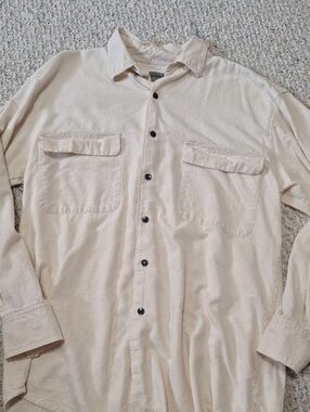 Light Beige Button-Up Shirt with Chest Pockets